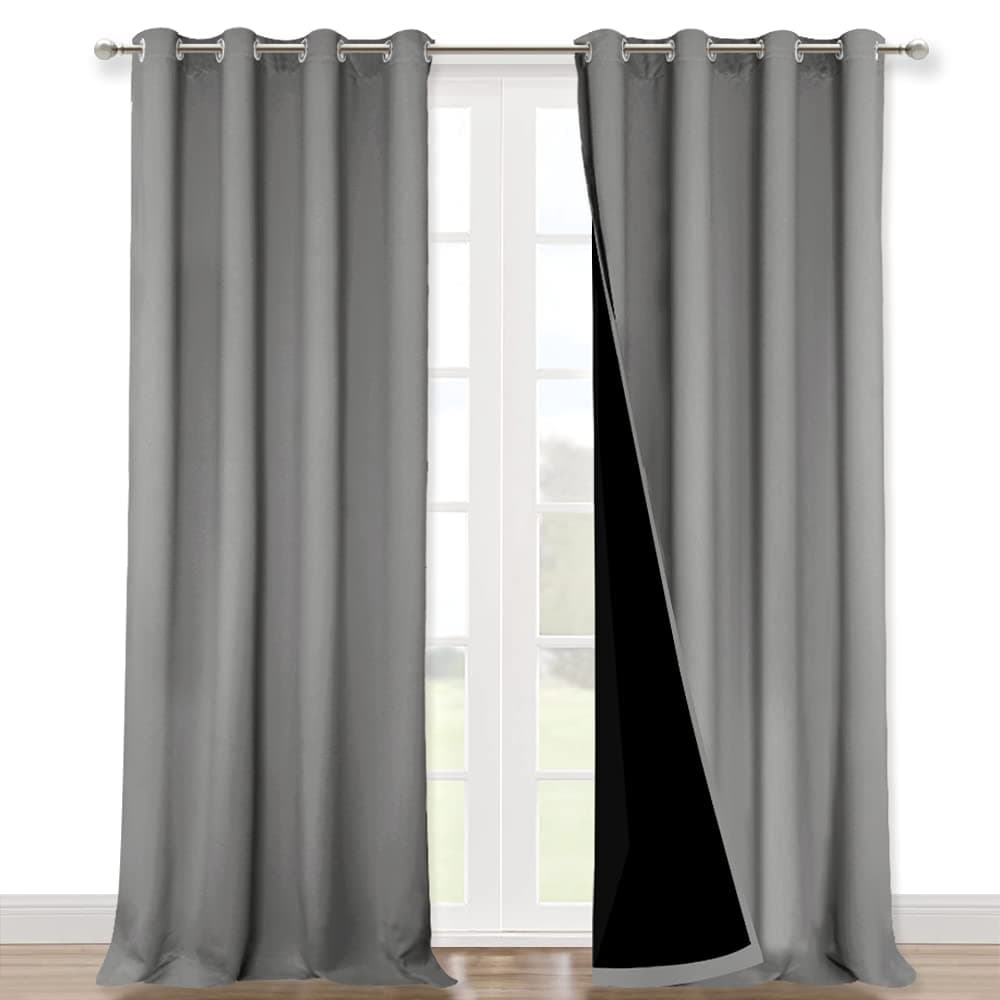 NICETOWN Full Shade Curtain Panels, Pair of Energy Smart & Noise Blocking Out Blackout Drapes for Dining Room Window, Thermal Insulated Guest Room Lined Window Dressing(Silver Grey, 52 x 120 inch) - 60% off