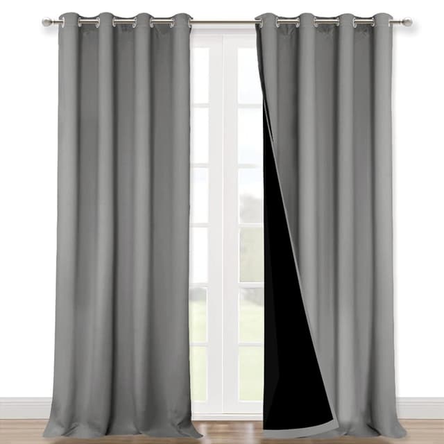NICETOWN Full Shade Curtain Panels, Pair of Energy Smart & Noise Blocking Out Blackout Drapes for Dining Room Window, Thermal Insulated Guest Room Lined Window Dressing(Silver Grey, 52 x 120 inch) - 60% off