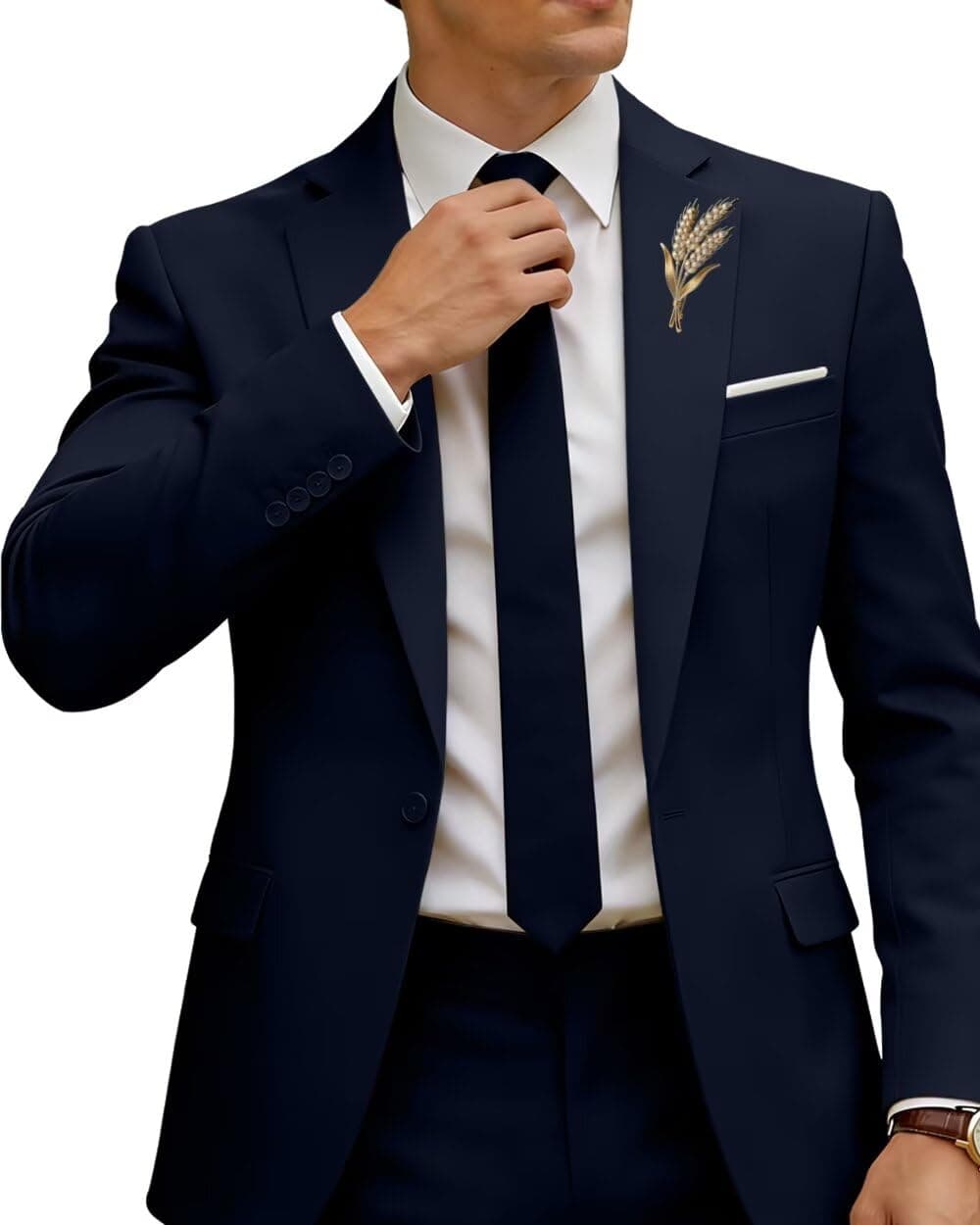 Mens 2 Piece Suit Set Slim Fit 2 Button Dress SuitsTuxedo Set Wedding Blazer Jacket Pants Tie Business Party Prom Suit - 80% off