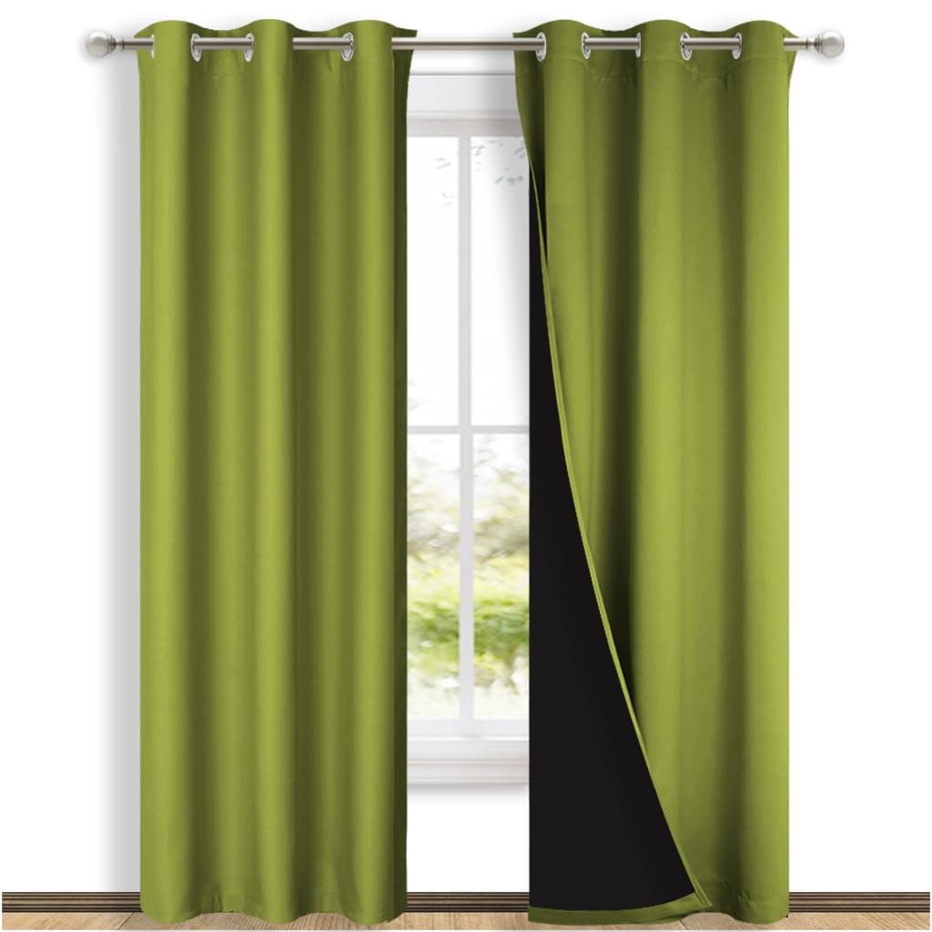 NICETOWN Blackout Curtains 80 inches Long, 2 Pieces, 42" Wide Each Panel, Fresh Green, Full Light Blocking Drapes with Black Liner for Nursery, Thermal Insulated Draperies for Hall, Villa - 64% off