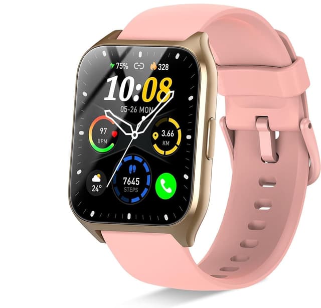 DUSONLAP Smart Watch for Men Women (Answer/Make Calls), 1.85" HD Fitness Watch with Heart Rate and Sleep Monitor, 110+ Sports Modes Smartwatch, IP68 Waterproof Activity Tracker for iOS/Android, Pink - 80% off