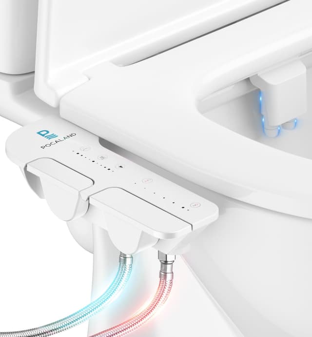 Ultra-Slim 3-in1 Bidet, Warm Water, Self-Cleaning, Posterior&Feminine Wash-(Retractable Dual Nozzles), Non-Electric Bidet Attachment for Toilet Seat, Adjustable Water Pressure, Stainless Steel Inlet - 76% off