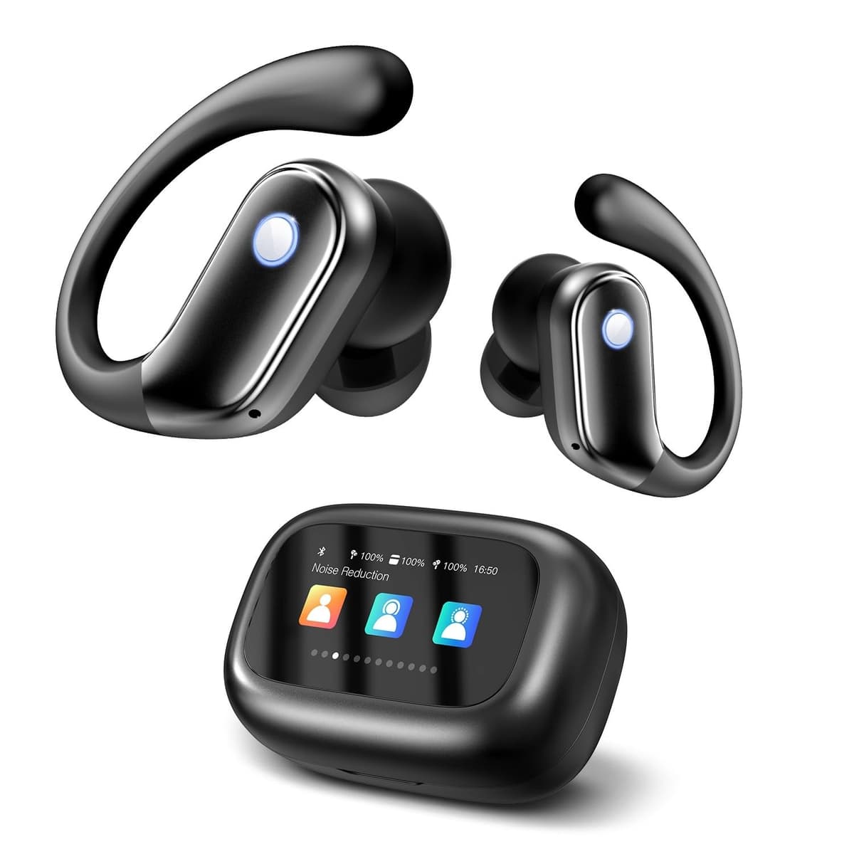 jaddsa Wireless Earbuds, Bluetooth 5.4 Sport Headphones with Multifunctional Touch Screen, ENC Noise Cancelling, Ear Buds with IPX7 Waterproof & Bass Stereo Sound for iOS, Android – Onyx - 79% off