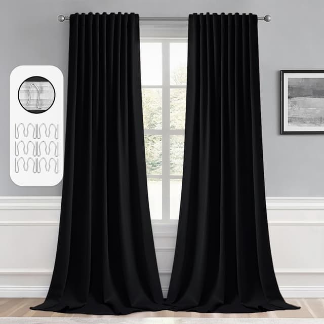 MIULEE Black Back Tab Blackout Curtains 95 Inch Length 2 Panels Set for Living Room Bedroom Privacy, Halloween Rod Pocket/Pinch Pleat Thermal Insulated Room Darkening Pleated Light Blocking Drapes - 61% off
