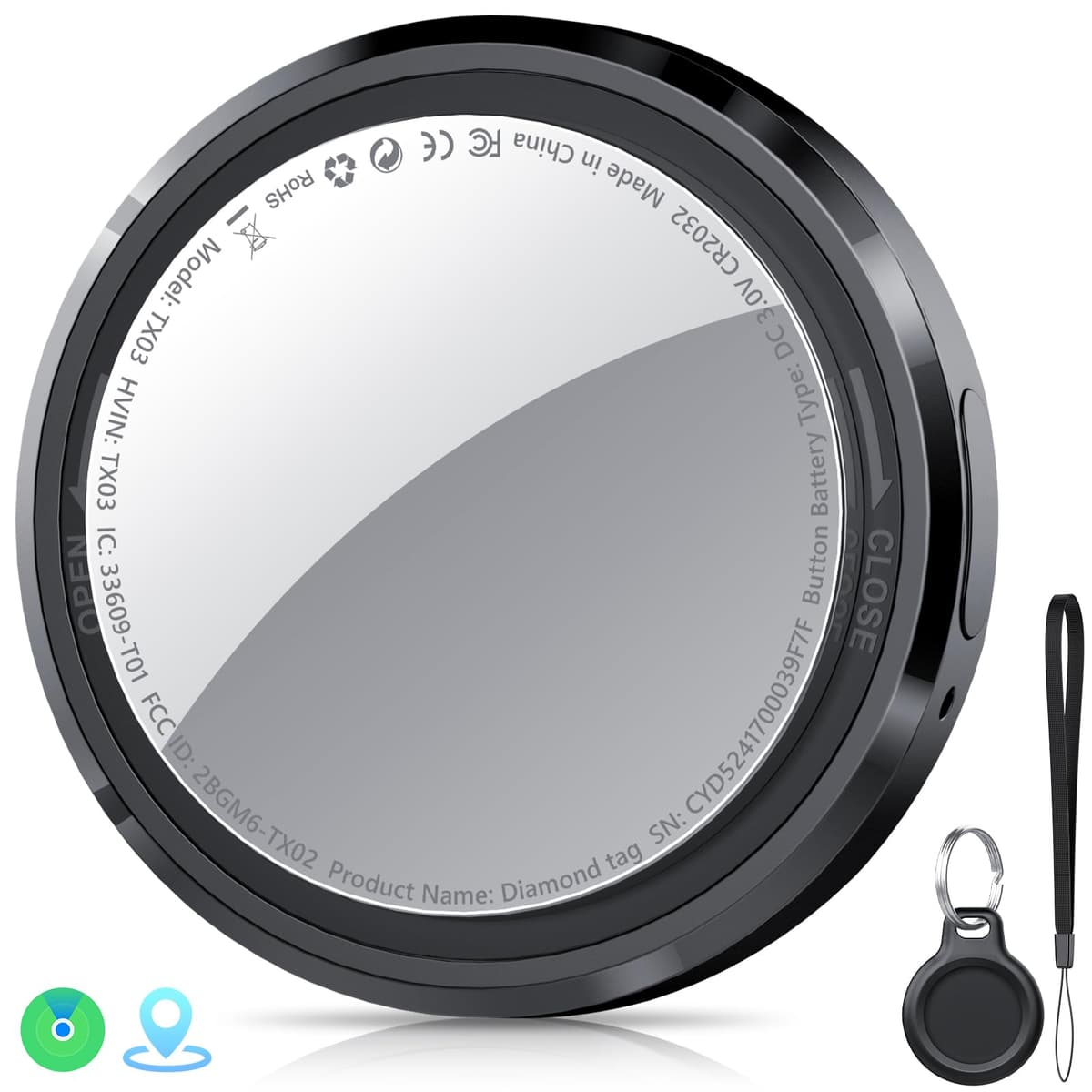 New Tracker Tag-1 Pack (Black), QCOQ Bluetooth 5.3 Tracker Tag Work with Apple Find My (iOS Only), Smart Tag with Protective Case/Keychain/Lanyard, Item Finder for Key/Wallet/Bag, Replaceable Battery - 80% off