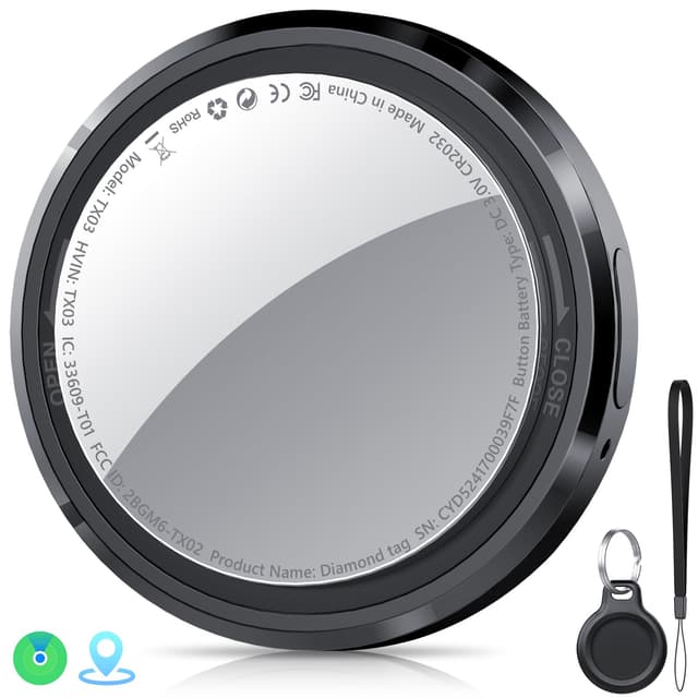 New Tracker Tag-1 Pack (Black), QCOQ Bluetooth 5.3 Tracker Tag Work with Apple Find My (iOS Only), Smart Tag with Protective Case/Keychain/Lanyard, Item Finder for Key/Wallet/Bag, Replaceable Battery - 80% off