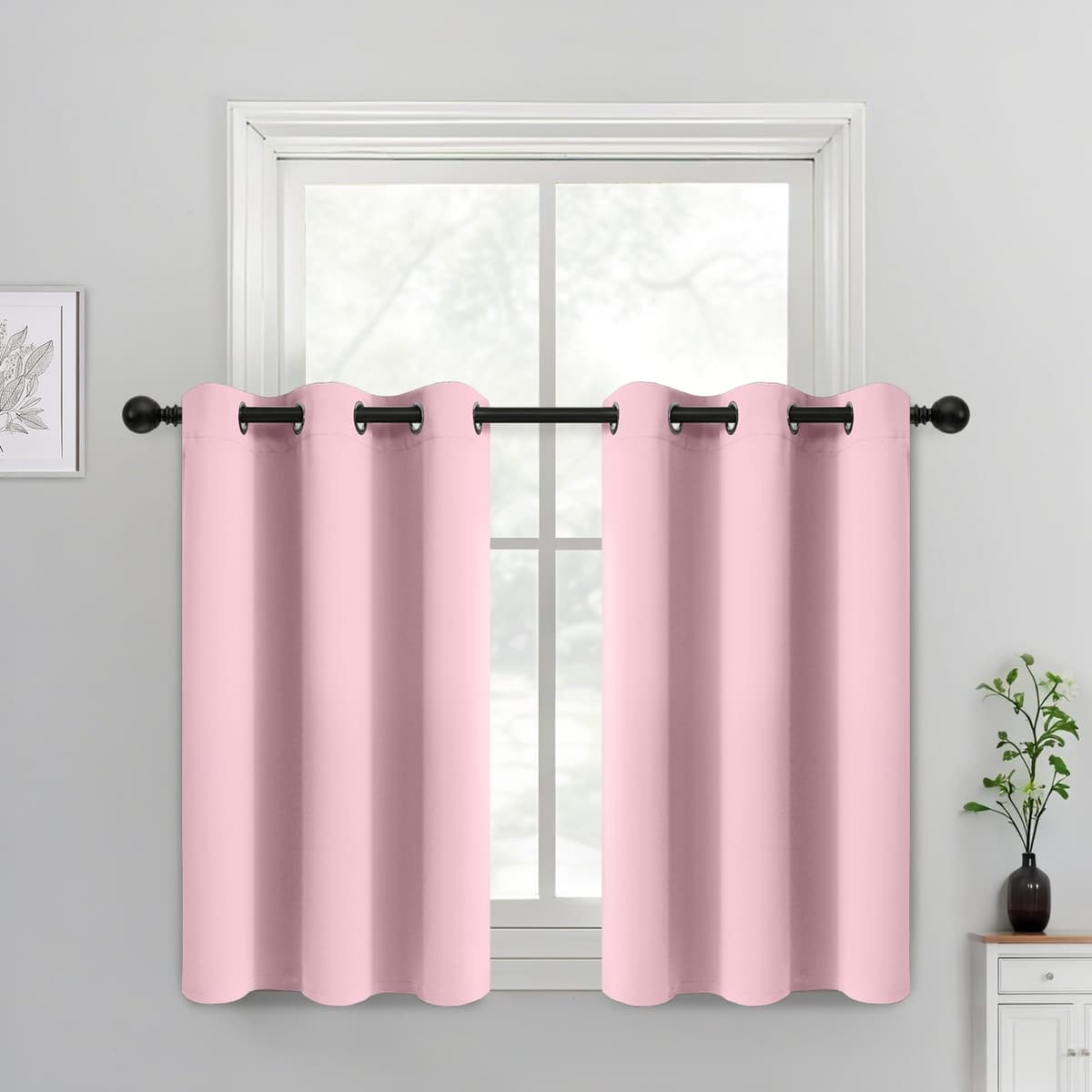 Yakamok Light Blocking Window Blackout Curtains Thermal Insulated Room Darkening Drapes for Bedroom,Solid Grommet Top Window Panels, 38x36 Inch, Pink, One Pair - 50% off