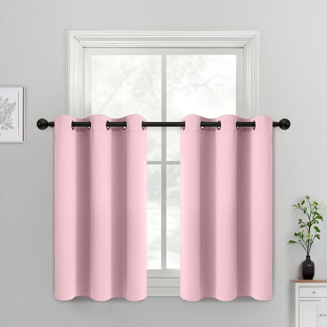 Yakamok Light Blocking Window Blackout Curtains Thermal Insulated Room Darkening Drapes for Bedroom,Solid Grommet Top Window Panels, 38x36 Inch, Pink, One Pair - 50% off