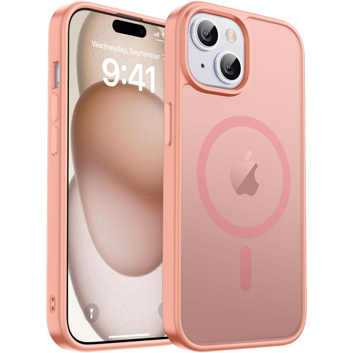 zapica Magnetic for iPhone 15 Plus Case & iPhone 14 Plus Case, [Compatible with MagSafe] [Military Grade Drop Protection] Translucent Matte Shockproof Anti-Scratch Phone Cover, Light Pink - 50% off