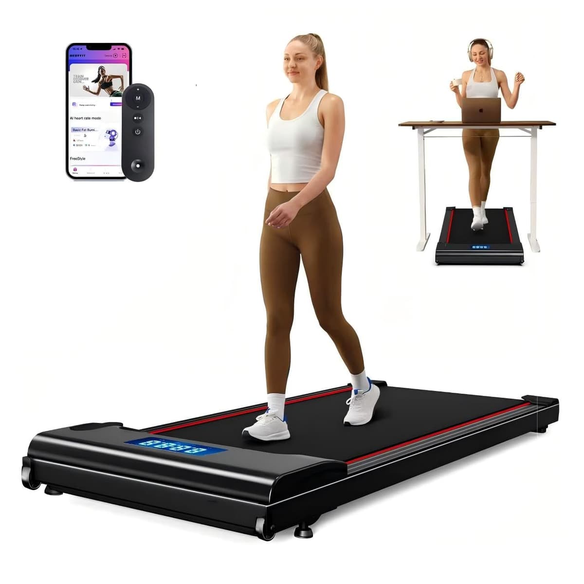 NeoSilent Walking Pad Under Desk Treadmill for Home with BLDC Core and Extra-Large Belt, App and Remote Control,Compact and Portable for Small Space - 70% off