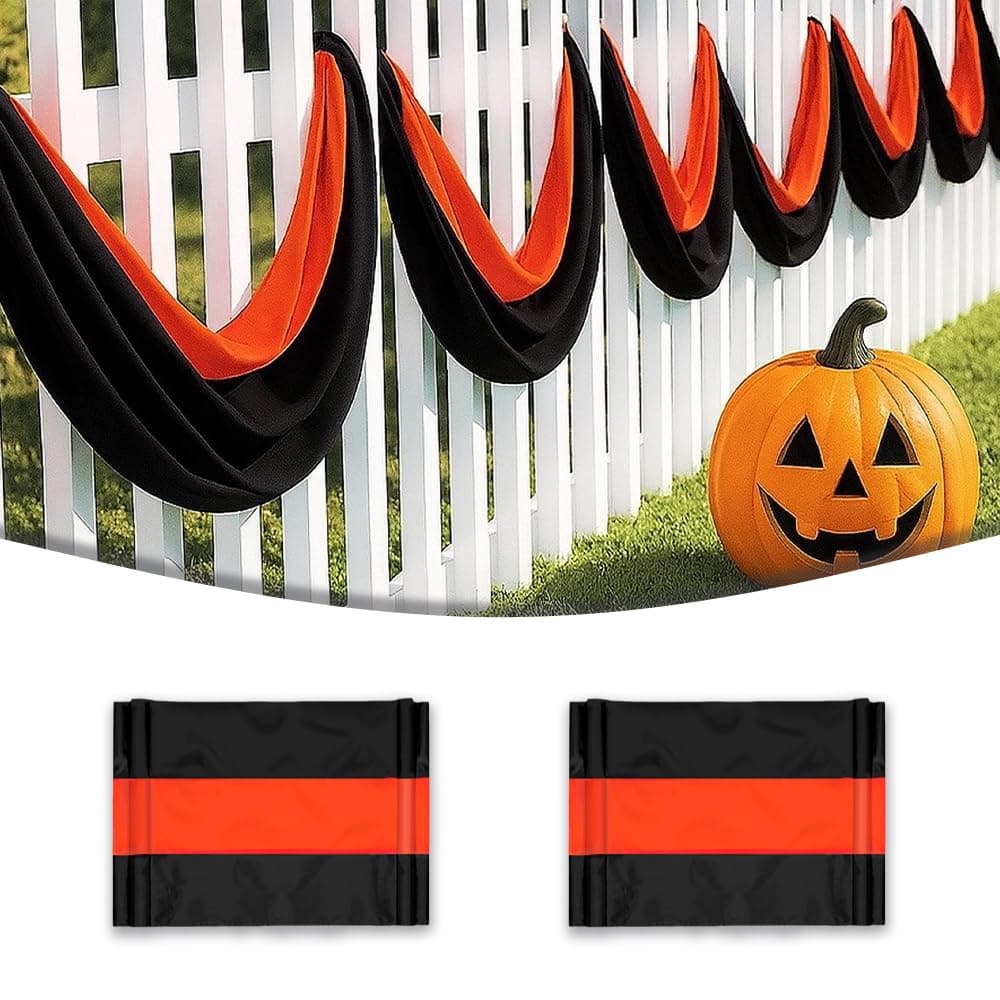 LinaGarten 2Pack Halloween Bunting Flags 2 x 20Ft Trick or Treat Bunting Banner Decor Halloween Spooky Ghost Day Outside Fence Outdoor Porch Graden 3 Stripe Orange & Black Bunting Halloween Party Decoration - 74% off