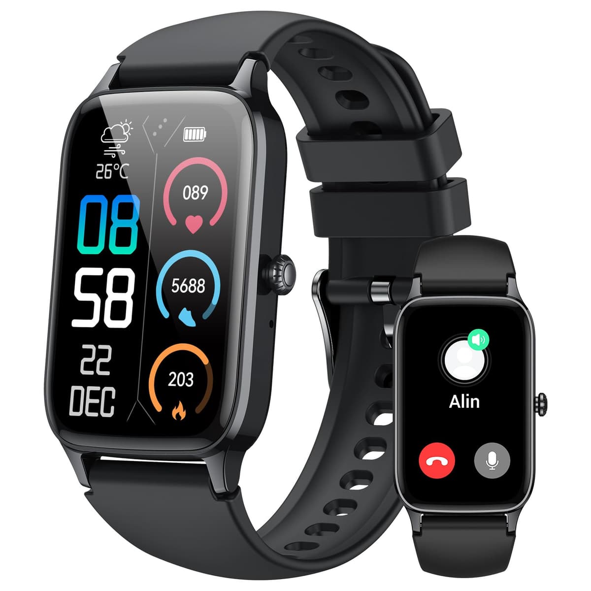 Jugeman Smart Watch for Men Women, 1.57" Smartwatch (Answer/Make Call), 2026 New Fitness Tracker with 110+Sport Modes, Heart Rate/Sleep Monitor, IP68 Waterproof, Smartwatches for Android iOS Black - 79% off