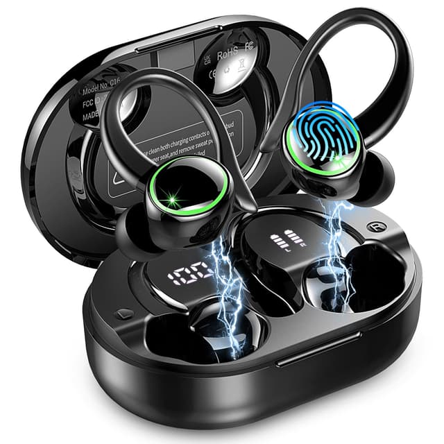 Wireless Earbuds, 2026 Bluetooth 5.4 Headphones Sports, 50 Playback Over-Ear buds with ENC Noise Cancelling Mics, Deep Bass Fitness Earphones Gym Running Workout, IP7 Headset with Earhook, LED Display - 85% off