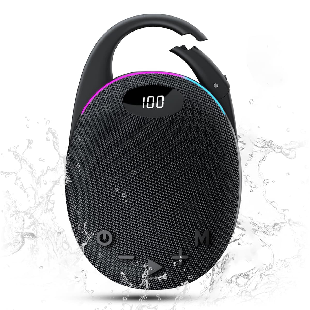 Portable Mini Bluetooth Speaker with HD Sound, LED Power Display, Big Pro Sound with Punchy Bass,Integrated Carabiner, 25H Playtime, Colorful RGB Lights, TWS pairing,Outdoor/Party/Travel, Gift Ideas - 74% off