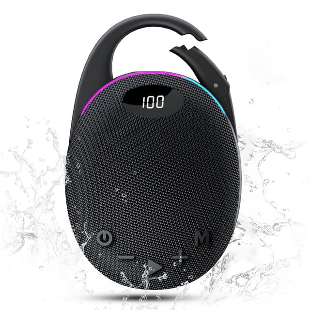 Portable Mini Bluetooth Speaker with HD Sound, LED Power Display, Big Pro Sound with Punchy Bass,Integrated Carabiner, 25H Playtime, Colorful RGB Lights, TWS pairing,Outdoor/Party/Travel, Gift Ideas - 74% off