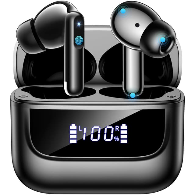 Wireless Earbuds Bluetooth 5.4, 6 Mic ENC Noise Cancelling Clear Call, in Ear Buds Deep Bass HiFi Stereo Sound, Big Dual LED Display 48H Playtime Earphones IPX7 Waterproof Headphones Android iOS Black - 79% off