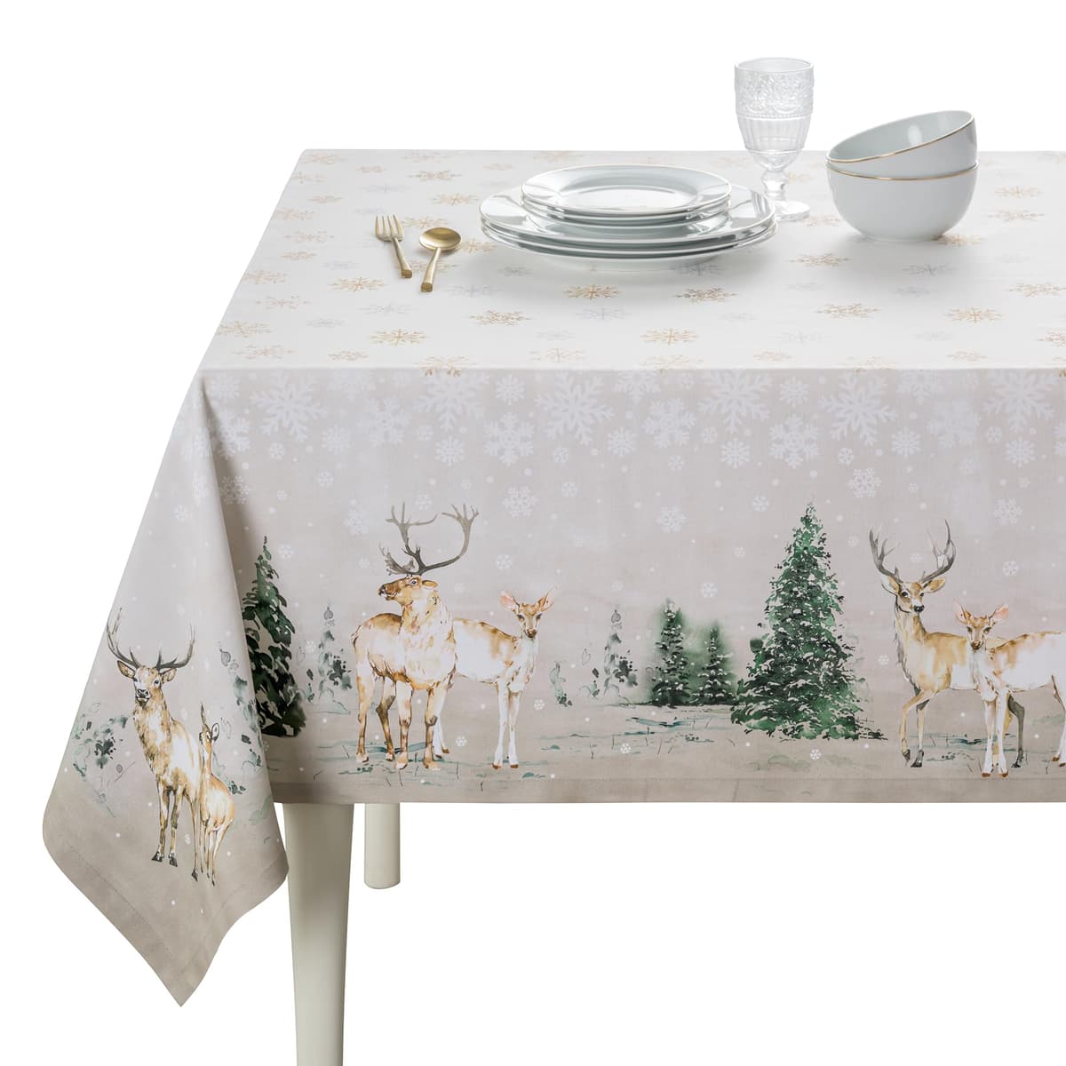 Maison d' Hermine Table Cloth Rectangle Table 100% Cotton 60 x 120 Inches Fall Tablecloth Reusable Everyday Use for Thanksgiving Christmas Decorations Dining Farmhouse Party (Deer in The Woods) - 69% off