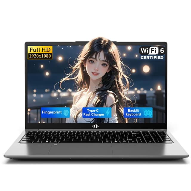 NIMO 15.6" FHD Laptop, 4 Cores Intel Twin Lake (up to 3.6GHz Beat i3-10110U) 8GB RAM 256GB SSD for Student & Office with 2 Year Warranty 65W Type-C, 53.58Wh Battery Backlit Keyboard Fingerprint - 70% off