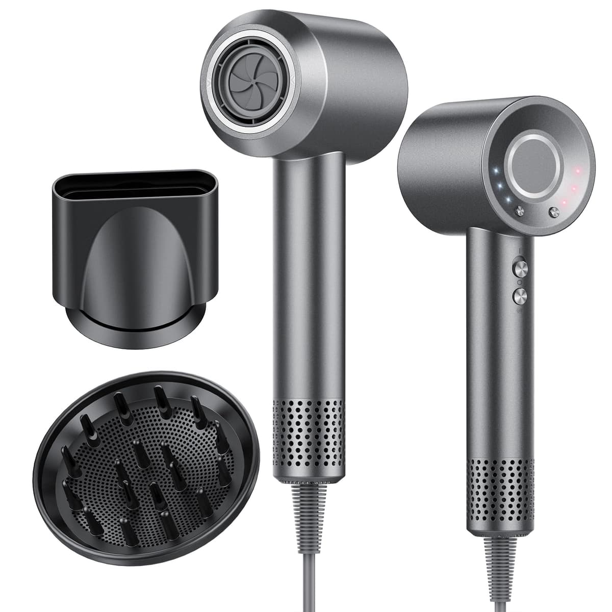 aowoka Hair Dryer, 160000 RPM Professional High Speed Ionic Blow Dryer 500 Million Negative Ions & Heat-Control & Low Noise Hairdryer for Faster Drying, No Heat Damage, Travel with Diffuser（Grey） - 65% off