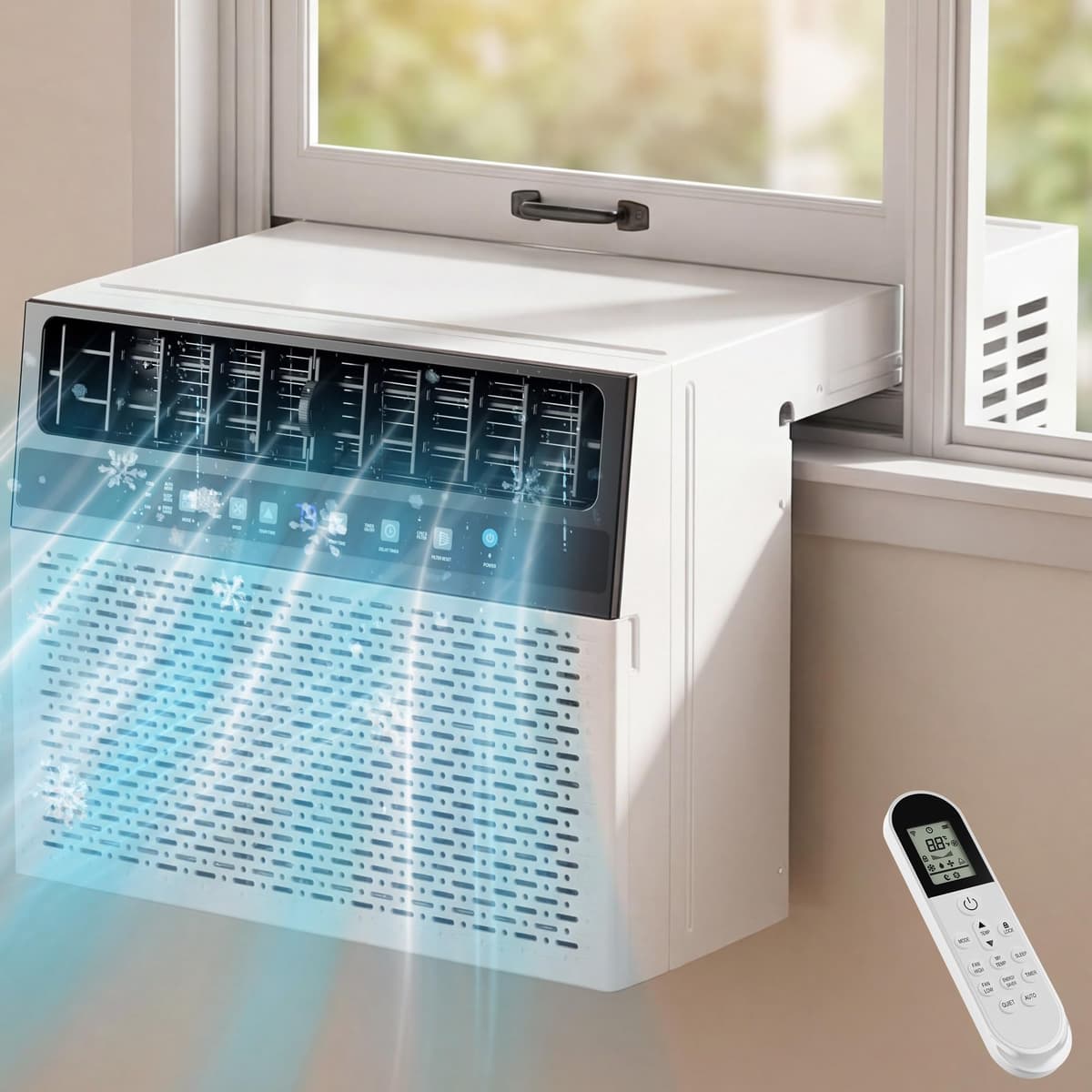 AKIRES U-Shaped Window Air Conditioner, 12,000BTU Air Conditioner Window Unit, Cools up to 550 Sq. Ft, Window AC with Cool, Fan, Dry, Sleep, Energy Saver, and Auto,6 Modes,24H Timer,Home,Office - 73% off