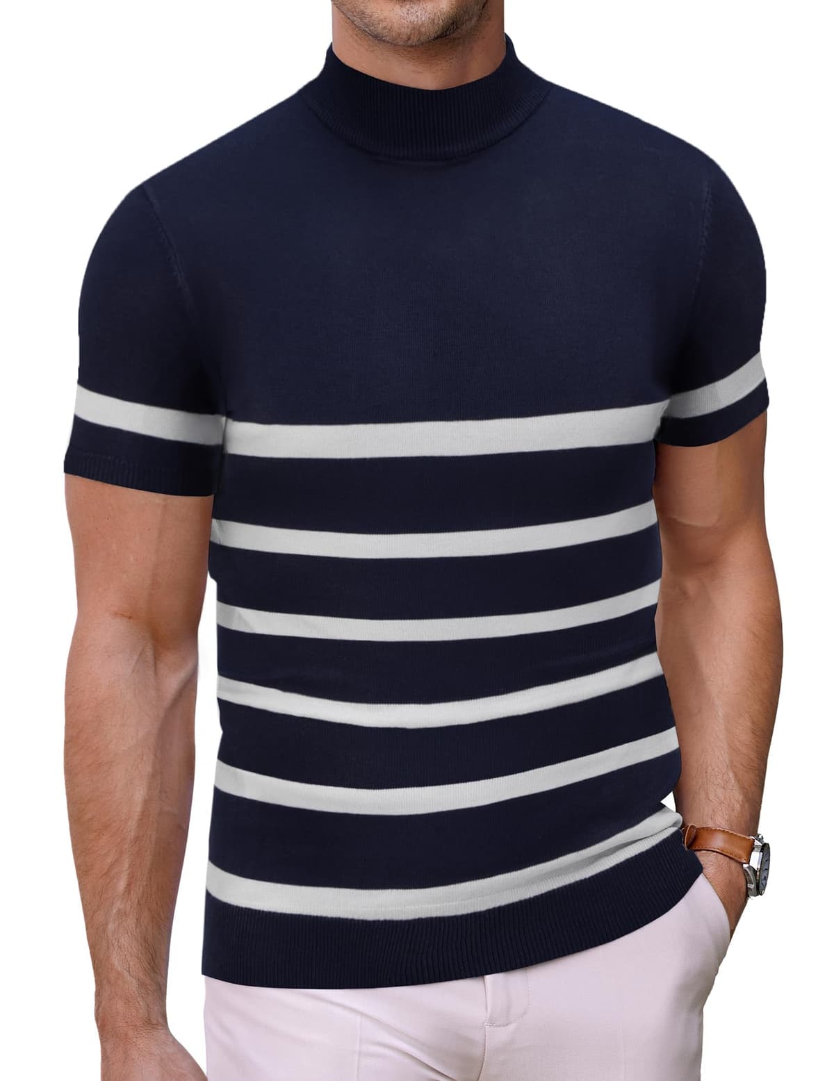 COOFANDY Men's Short Sleeve Mock Turtleneck Sweater - 72% off