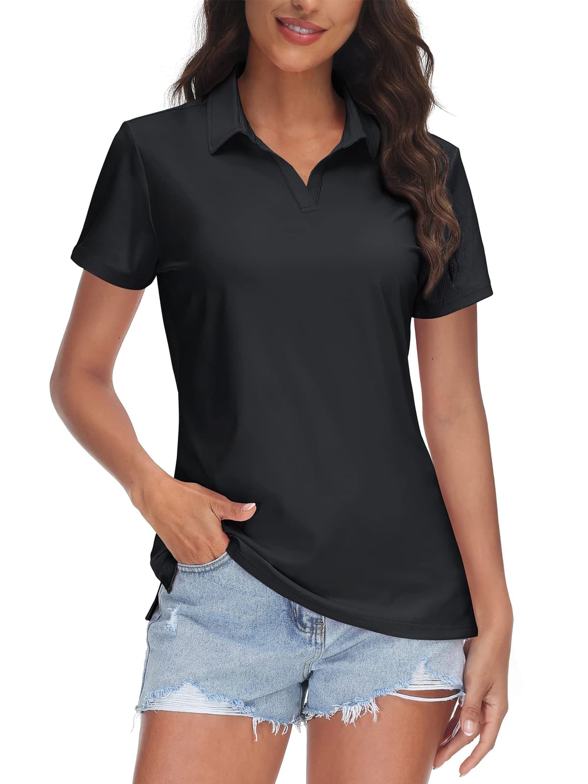 TACVASEN Women's V-Neck Polo Shirts UPF 50+ Short Sleeve Sun Protection Quick Dry Golf Polos Collared Shirt - 57% off