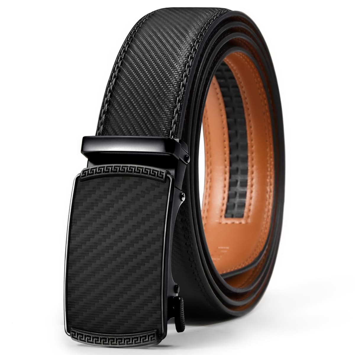 VATAN Men's Belt Leather Ratchet Belt for Men Dress Casual Every Day with Adjustable Buckle, Trim to Fit - 62% off