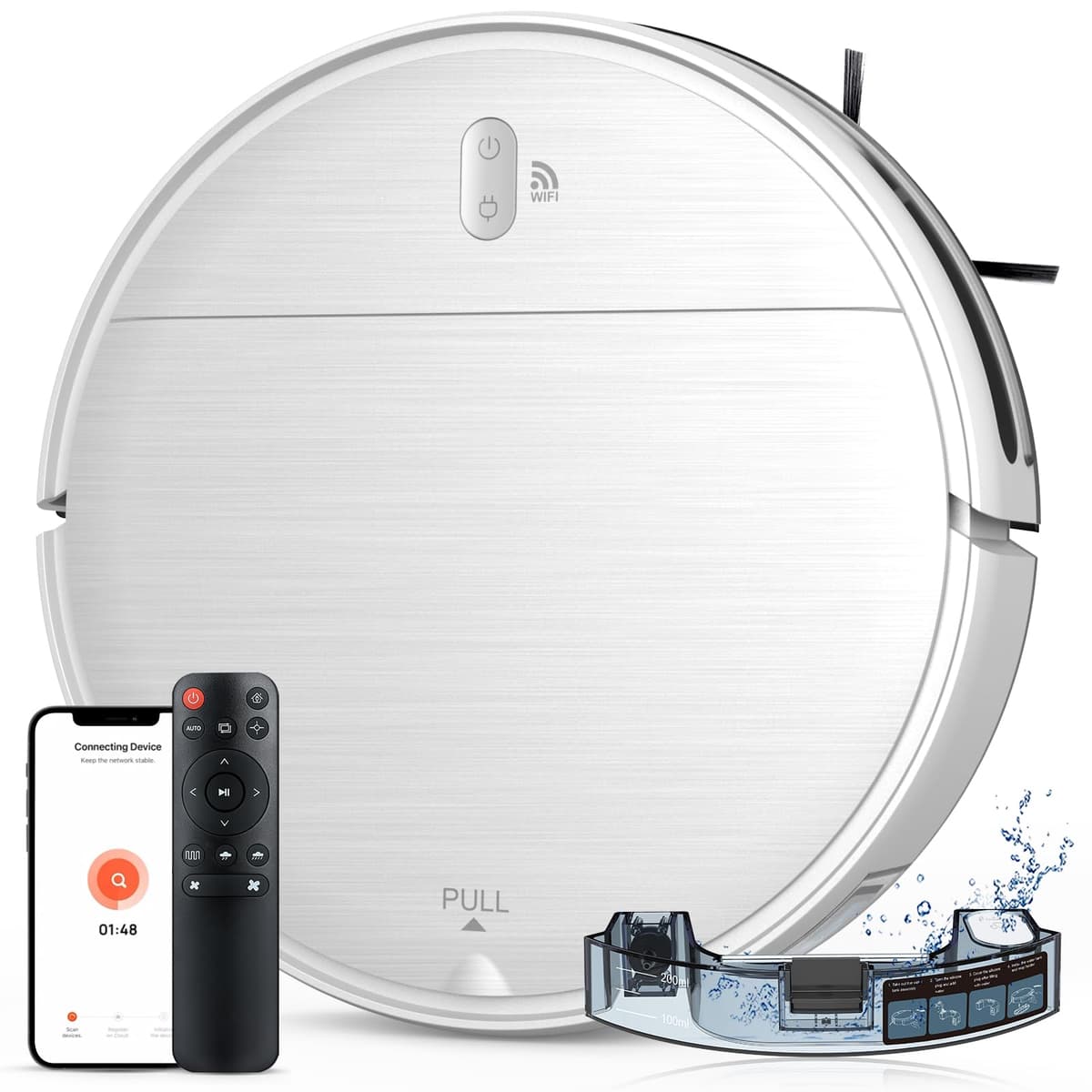 Robot Vacuum and Mop Combo, 2 in 1 Robotic Vacuum Cleaner with Schedule, App/Alexa/Voice Control, Slim 2.87", Self-Charging, Strong Suction & Long Runtime, Ideal for Hard Floor, Pet Hair, Carpet - 79% off