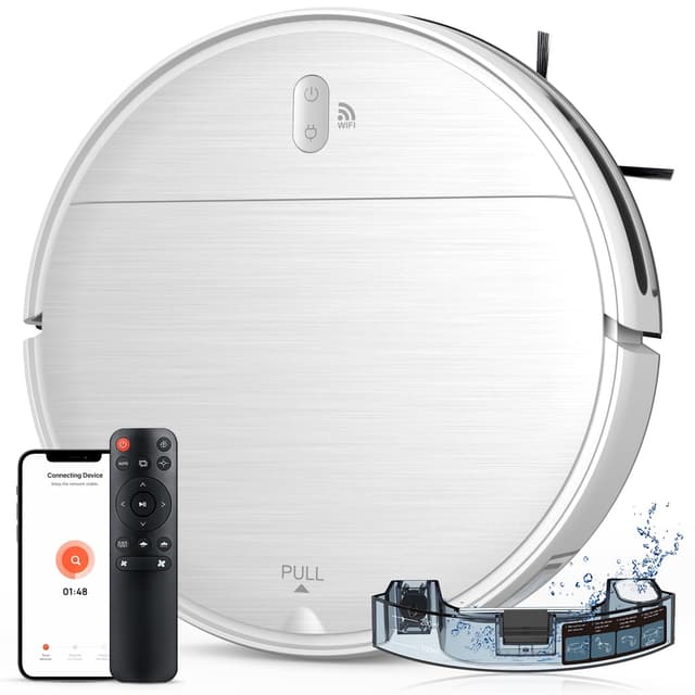 Robot Vacuum and Mop Combo, 2 in 1 Robotic Vacuum Cleaner with Schedule, App/Alexa/Voice Control, Slim 2.87", Self-Charging, Strong Suction & Long Runtime, Ideal for Hard Floor, Pet Hair, Carpet - 79% off