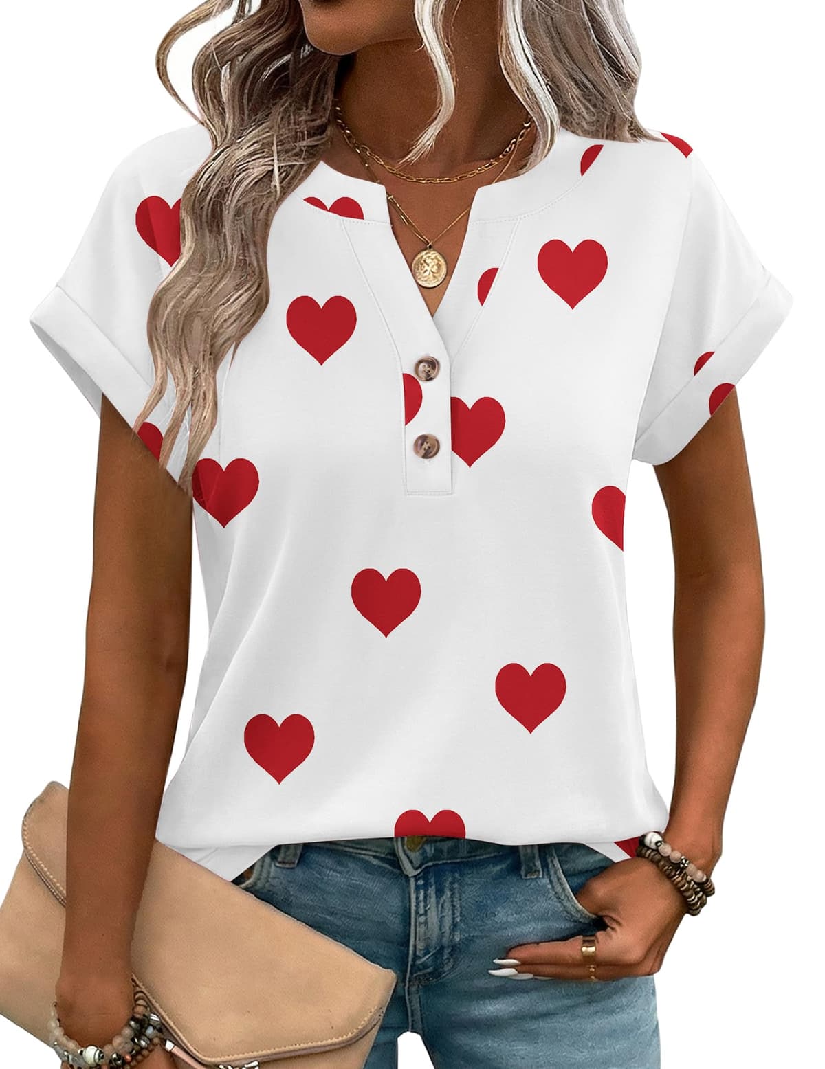 Zeagoo Women Tops Summer Short Sleeve T Shirts V Neck Dressy Casual Work Blouses Fashion Boho Clothes S-3XL - 70% off