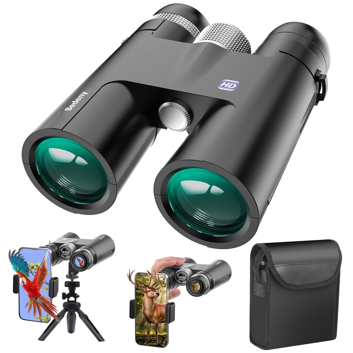 18x50 Professional Large View Binoculars for Adults with Upgraded Phone Adapter, Tripod and Tripod Adapter - Waterproof Binocular with BaK4 prisms for Bird Watching,Hiking,Outdoor Adventures - 75% off