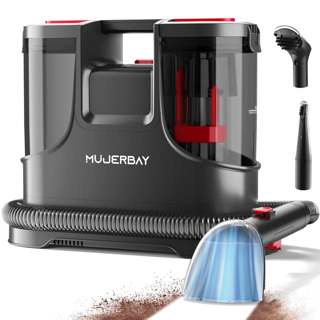 Upholstery Carpet Cleaner, MUJERBAY 15Kpa Portable Spot and Stain Cleaner Shampooer, Easy Move with Handle, 1.5-inch Deep Cleaning Machine for Couch, Stairs, Car and Pet Messes. - 79% off
