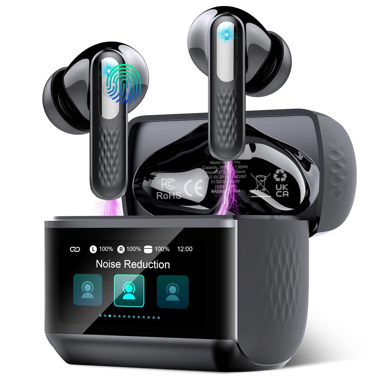 ZYHKON Wireless Earbuds with Touch Screen, Bluetooth 5.4 Headphones, ANC/ENC Noise Cancelling, 48H HiFi Stereo Bluetooth Ear Buds with 5 EQ Modes, Transparency Mode, IPX7 Earphones, Darkblack - 73% off