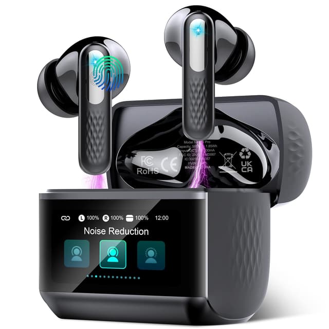 ZYHKON Wireless Earbuds with Touch Screen, Bluetooth 5.4 Headphones, ANC/ENC Noise Cancelling, 48H HiFi Stereo Bluetooth Ear Buds with 5 EQ Modes, Transparency Mode, IPX7 Earphones, Darkblack - 73% off