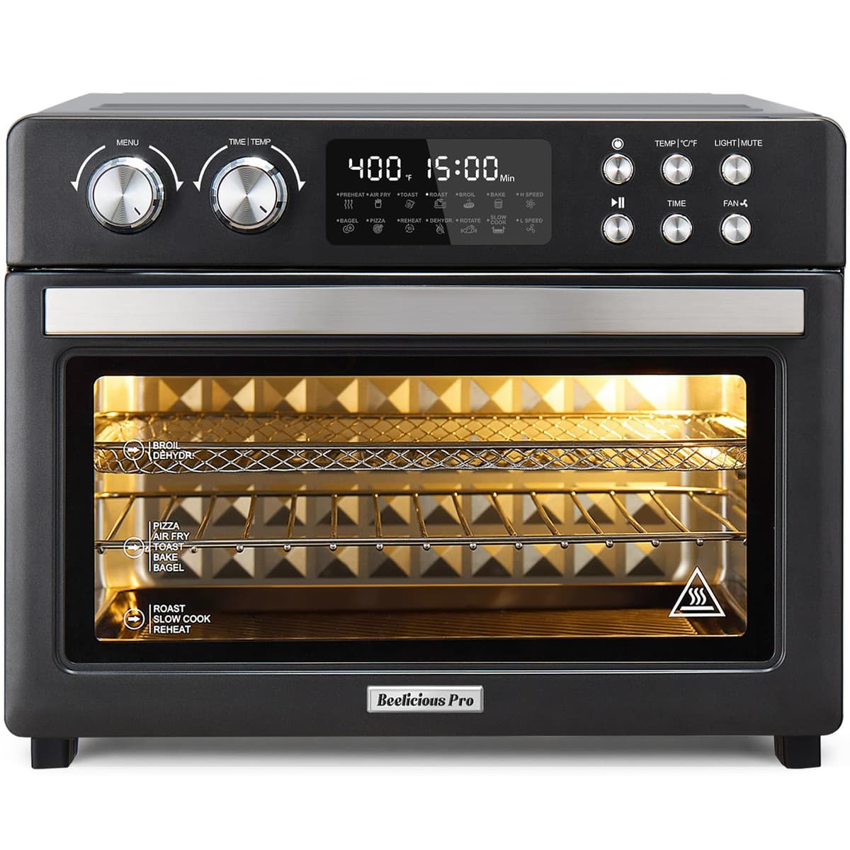 28QT Air Fryer Toaster Oven Combo, Large 12-in-1 Convection Countertop Oven with Next-Gen HeatWave Convection, 3-Layer Cooking, Rotisserie for Chicken, Fits 11" Pizza, Full Accessories, Sparkle Black - 61% off