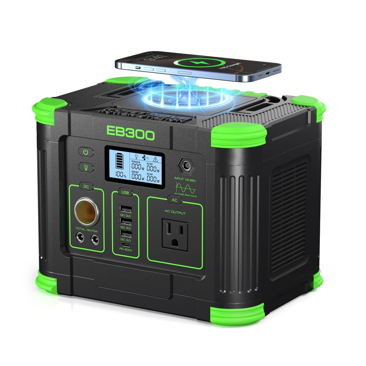 GRECELL Portable Power Station 330W (Peak 600W), GRECELL 288Wh Solar Generator with 60W USB-C PD, 5W Wireless 110V Pure Sine Wave AC Outlet, Lightweight Backup Battery for Camping, Travel, RVs - 70% off