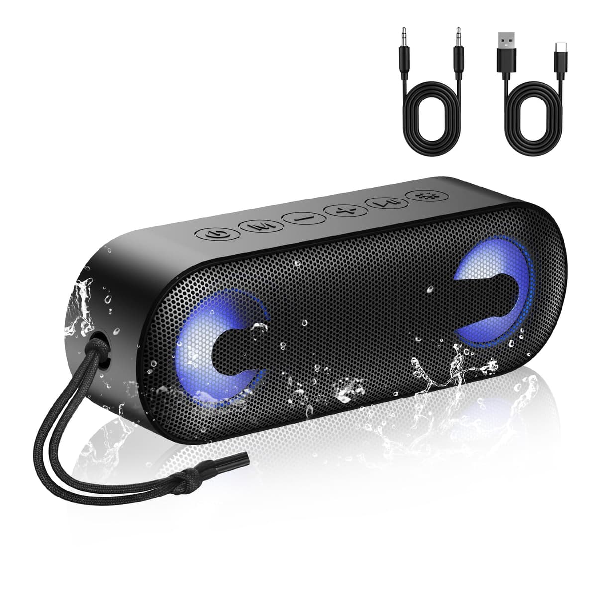 IKT Portable Bluetooth Speaker with Lights x Stocking Stuffers, Loud Stereo Sound, BT5.4, Enhanced Bass,30H Playtime,TWS Pairing, IPX7 Waterproof, Speakersfor Home/Party/Outdoor - 79% off