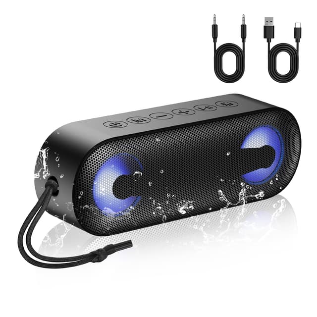 IKT Portable Bluetooth Speaker with Lights x Stocking Stuffers, Loud Stereo Sound, BT5.4, Enhanced Bass,30H Playtime,TWS Pairing, IPX7 Waterproof, Speakersfor Home/Party/Outdoor - 79% off