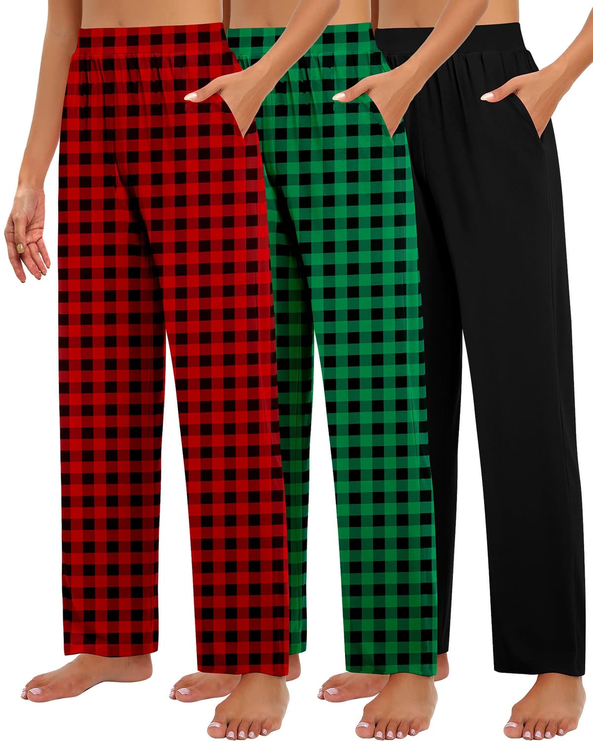 Huukeay 3 Pack Women's Lounge Pants, Cozy Wide Leg Lounge Slacks with Pockets Loose Flowy Yoga Sweatpant Workout Comfy Jogger - 60% off