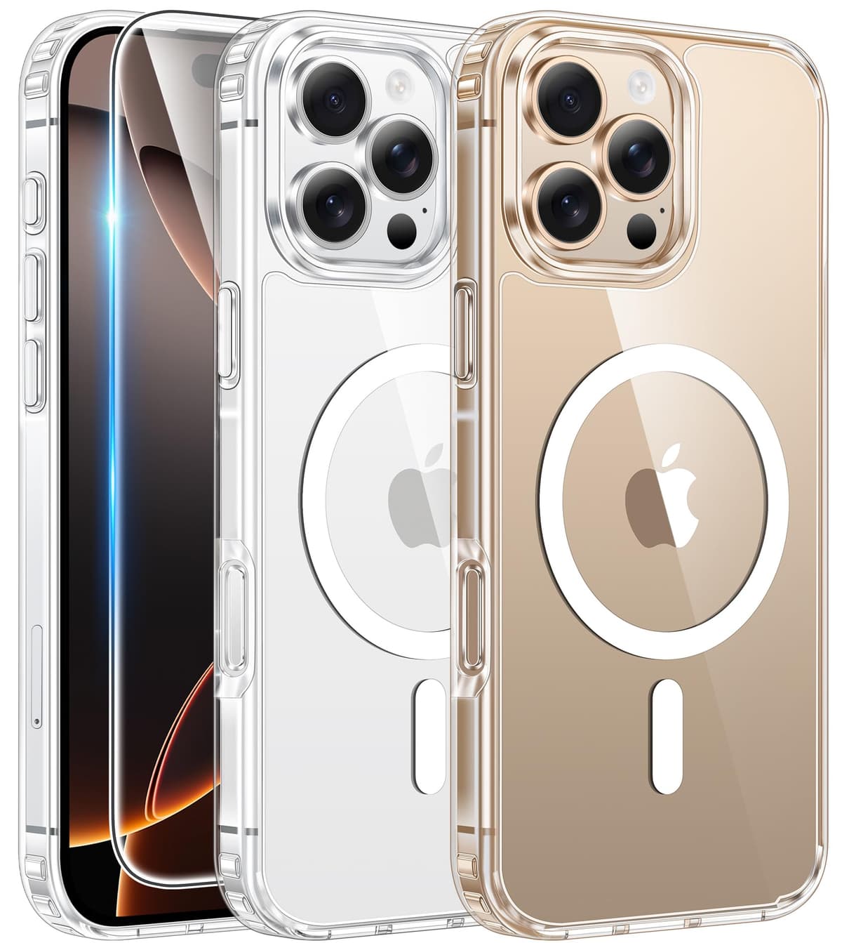 FNTCASE for iPhone 16 Pro-Max Case: Clear Magnetic Phone Cases with Screen Protector Compatible with Magsafe Slim Anti Yellowing Rugged Shockproof Protective Transparent Cell Cover (A-Clear) - 59% off