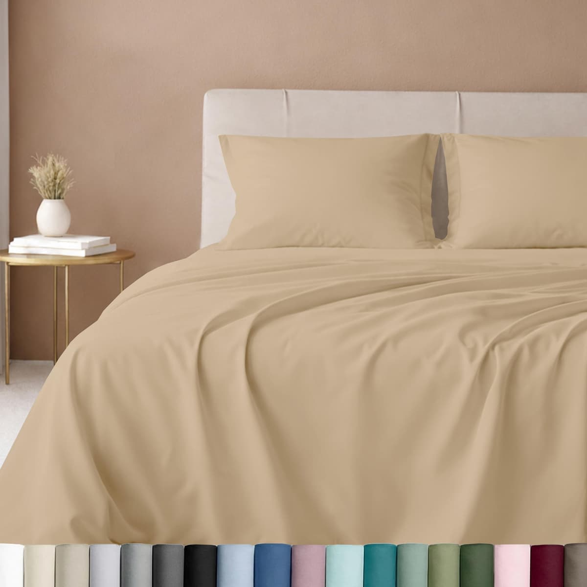 California Design Den King Size Sheets Set 600 Thread Count, 100% Cotton Sateen, Soft, King Size Bed Sheets, Bedding Sheets & Pillowcases (Golden Tan) - 61% off