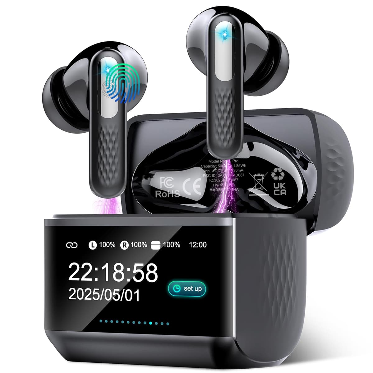 AI Translation Earbuds Real Time, 164 Languages Translator Earbuds with 7 Translation Modes, 3-in-1 Simultaneous Interpretation Headphones with Touch Screen & APP, 48H Translatior Earbuds Black - 75% off