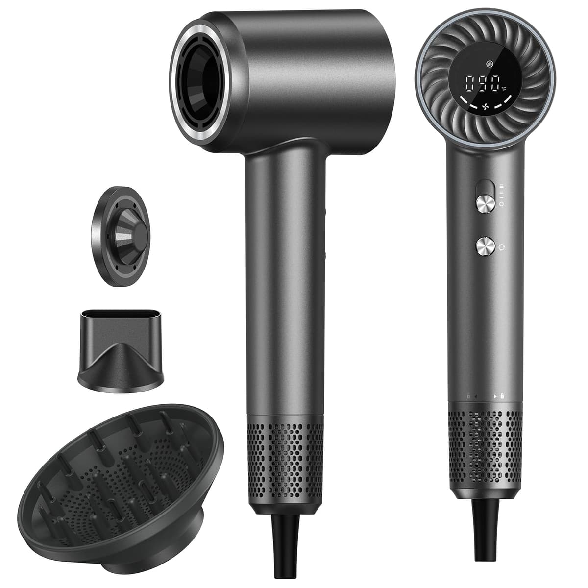Hair Dryer, 150000 RPM Brushless Motor with 500M Negative Ions, Fast-Dry Lightweight Design, ThermoControl & Magnetic Nozzle/Diffuser, Low Noise Salon Blow Dryer for All Hair, Travel, Home - 75% off