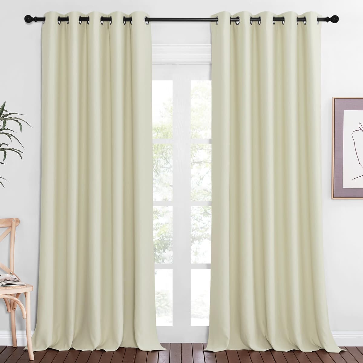 NICETOWN Patio Blackout Curtain Panels - Extra Wide Sliding Door Thermal Insulated Drape, Privacy Room Divider Curtain for Bedroom Office (Beige, 66 x 118 Inch Long) - 50% off