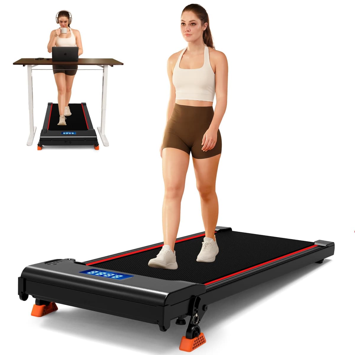 NeoSilent Walking Pad Treadmill Under Desk for Home with BLDC Core and Extra-Large Belt, App and Remote Control, Portable and Compact for Small Space - 70% off