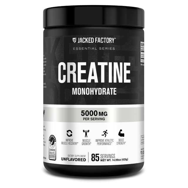 Jacked Factory Creatine Monohydrate Powder 425g - 5g Daily Creatine Supplement for Men and Women, Vegan-Friendly, Third-Party Tested - 85 Servings, Unflavored - 51% off