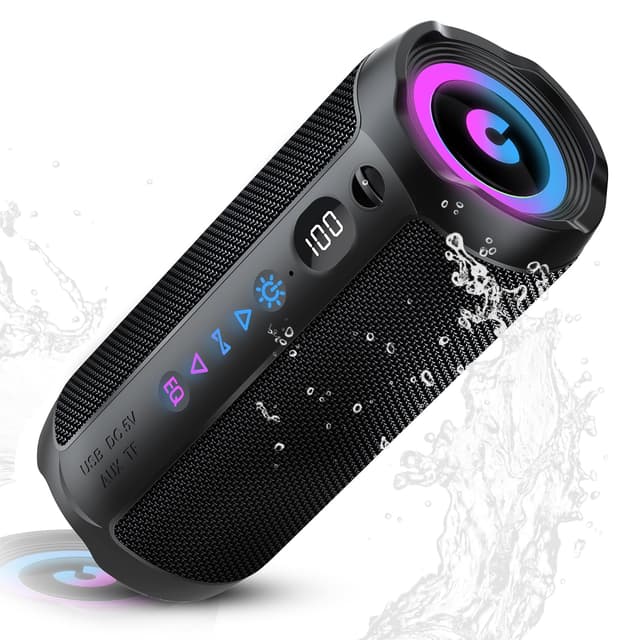 Portable Bluetooth Speaker, Bluetooth 5.4 Speaker,30W Dual Speaker with LED Display, Deep Bass, 30H Playtime, Colorful RGB Lights, IPX7 Waterproof,TWS pairing for Outdoor/Home/Party/Travel,Gift Ideas - 70% off
