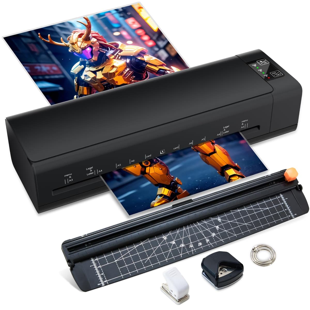 13 Inch Laminator Machine, A-3 9-in-1 Thermal Laminator with Sheets for Hot & Cold Laminating Machine, Features Fast 60-Sec Warm Technology and Never-Jam Design for Home,Office,or School Use (Black) - 75% off