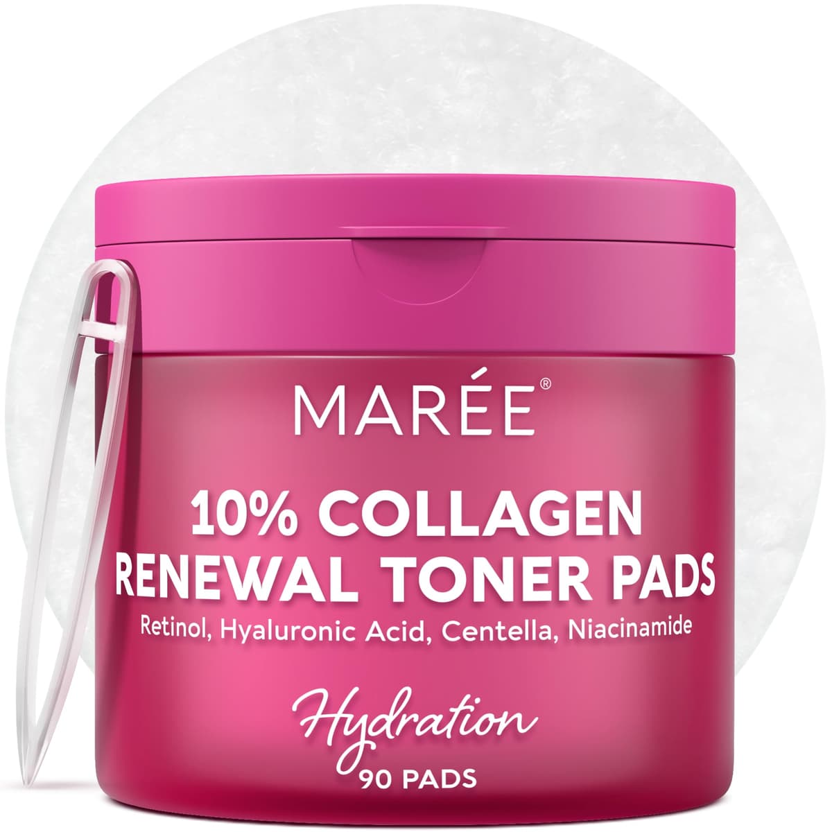 MAREE Collagen Acne Clearing Polishes - Toner Pads with Retinol - Minimizing Wrinkle Zero Pore Pads - Hydrating Toning Collagen Pad with Retinol & Centella Device - Anti Aging Brightening Wipes - 60% off