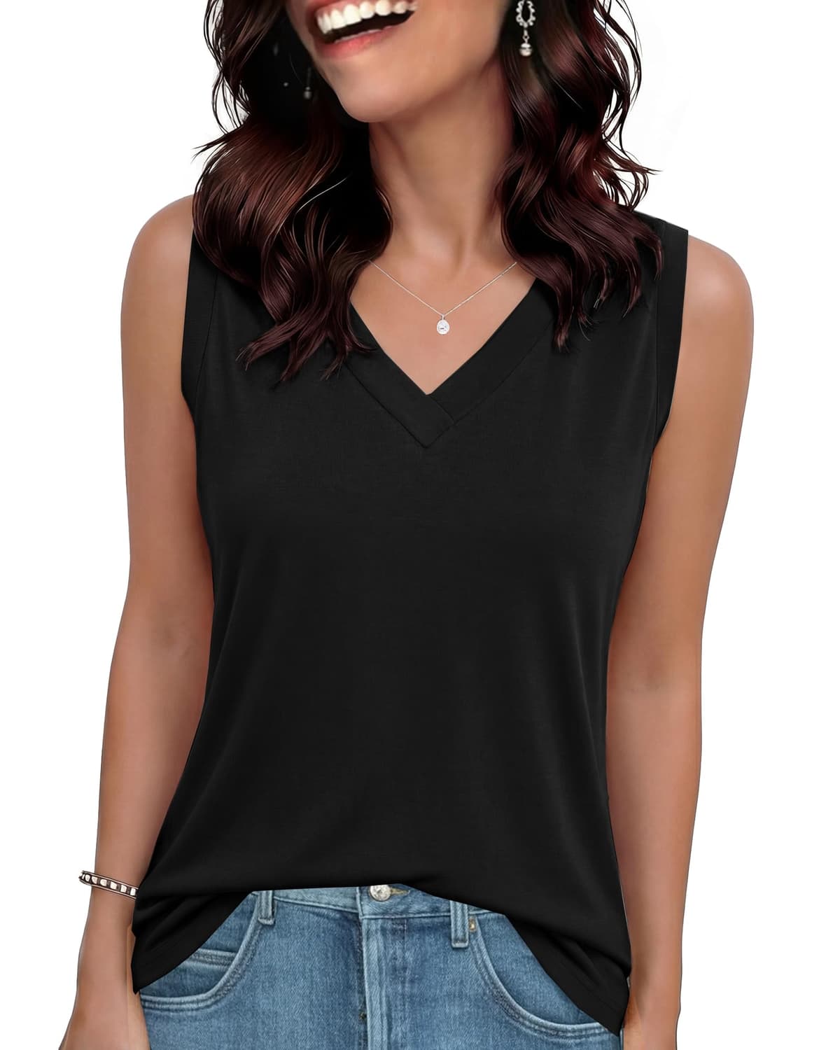 GAYHAY Womens Tank Tops Loose Fit Sleeveless Summer Shirts V Neck Flowy Blouses Casual Beach Vacation Clothes Fashion 2026 - 70% off